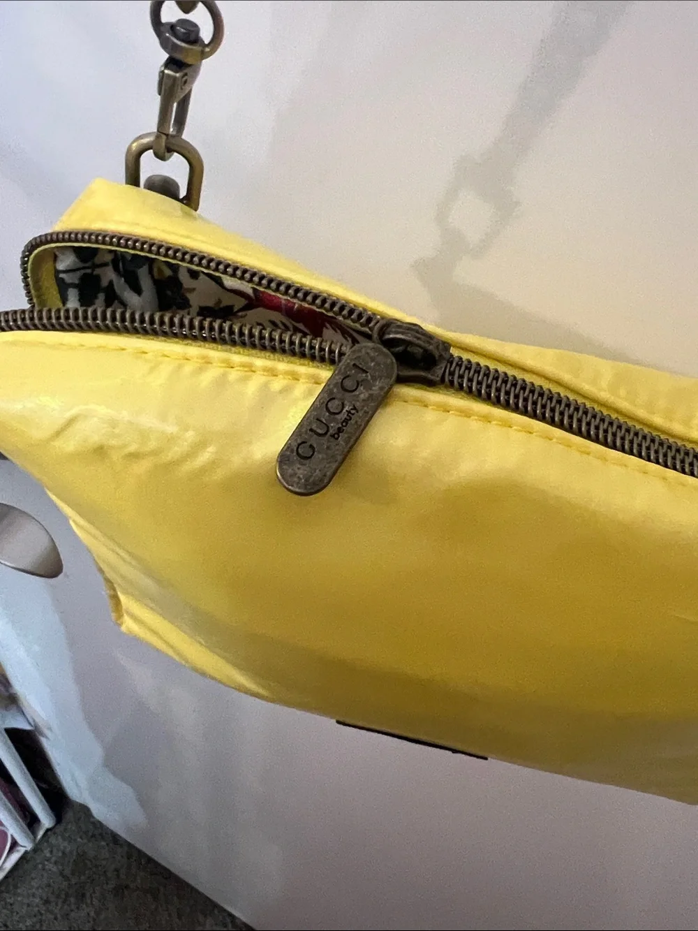 Gucci Yellow Pouch with 47 inch chain/Hardware